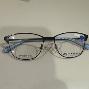 Lucky Brand Black Frame Glasses with Blue Temples